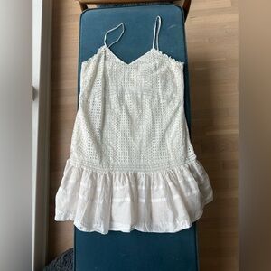 J. Crew White Eyelet Mini Dress with Ruffled Hem